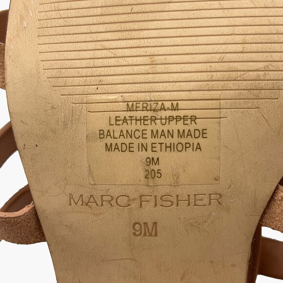 MARC FISHER "Riza" Leather Fisherman Cork Heel Ankle Wrap Sandals (Blush | 9M) - Picture 10 of 10